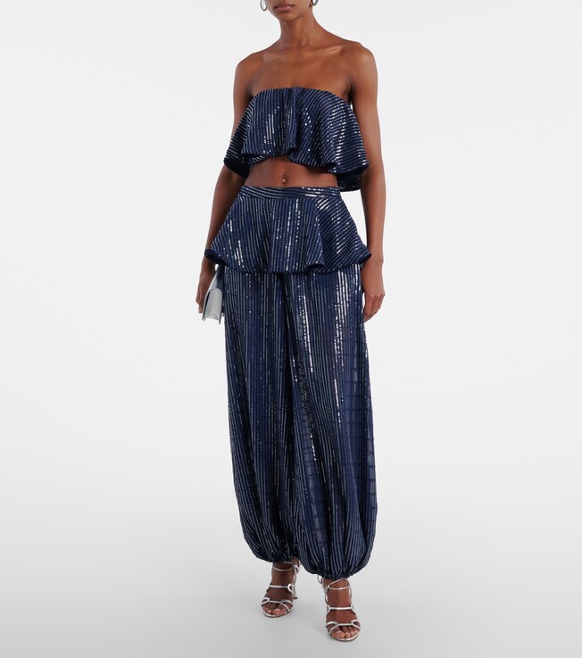 Adriana Degreas Sequined wide-leg pants