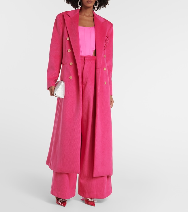 GIUSEPPE DI MORABITO Floral-appliqué double-breasted coat