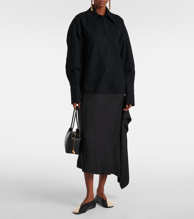 Jil Sander Asymmetric wool-trimmed shirt dress