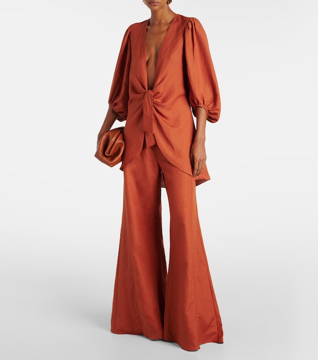 Adriana Degreas Solid linen-blend shirt