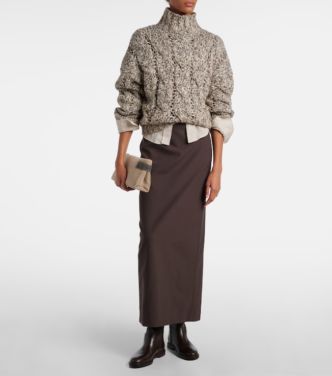 Brunello Cucinelli Wool-blend maxi skirt