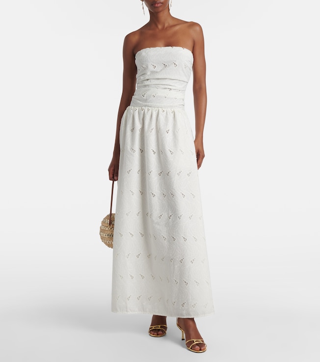 Faithfull Moa broderie anglaise draped maxi dress