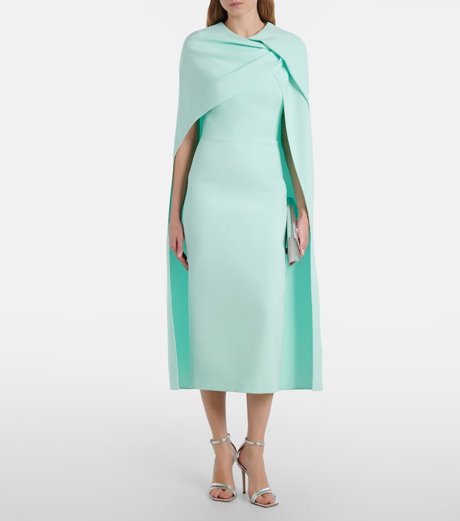 Safiyaa Oria caped crêpe midi dress