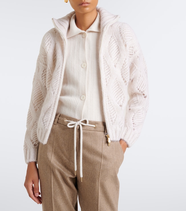 Eleventy Eleventy Mohair and silk zip-up cardigan