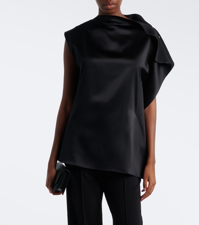 Sportmax Ruffled silk satin top