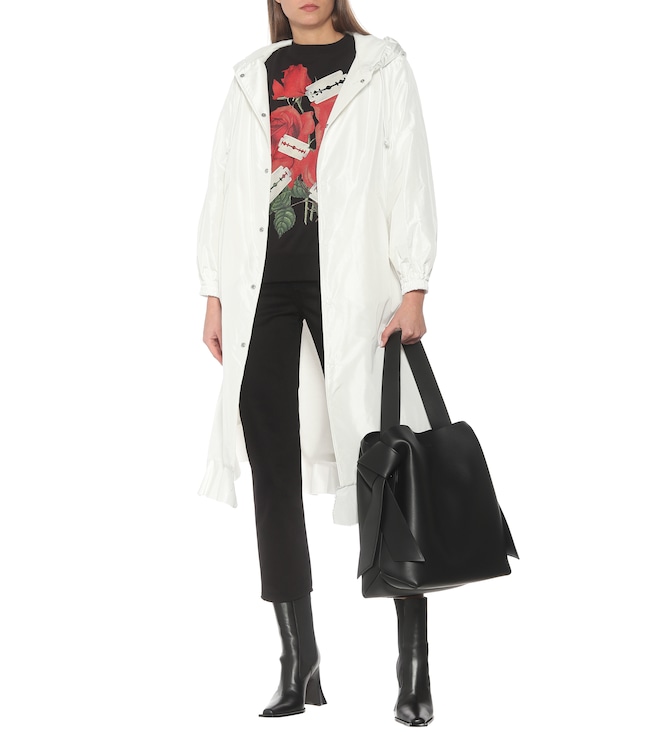 Undercover Ruffle-trimmed silk satin coat