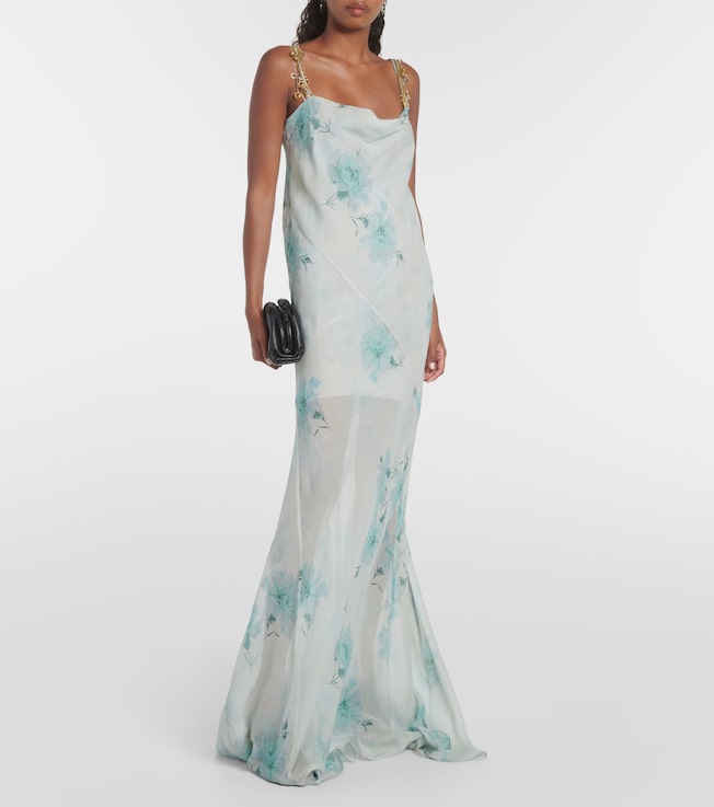 Dries Van Noten Floral embellished silk chiffon gown