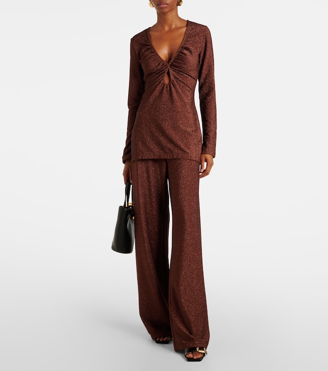 Johanna Ortiz Lamé high-rise wide-leg pants