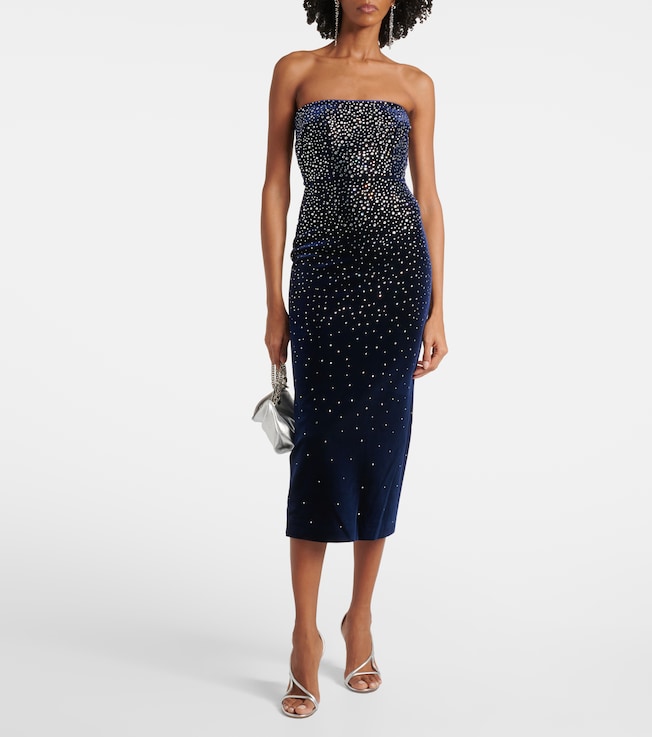 Alex Perry Embellished velvet midi dress