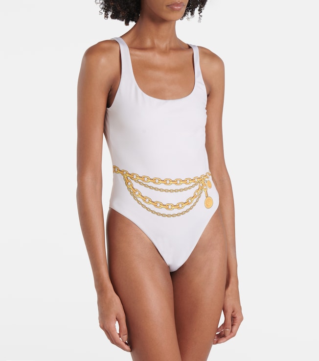 Versace Chain-detail printed swimsuit