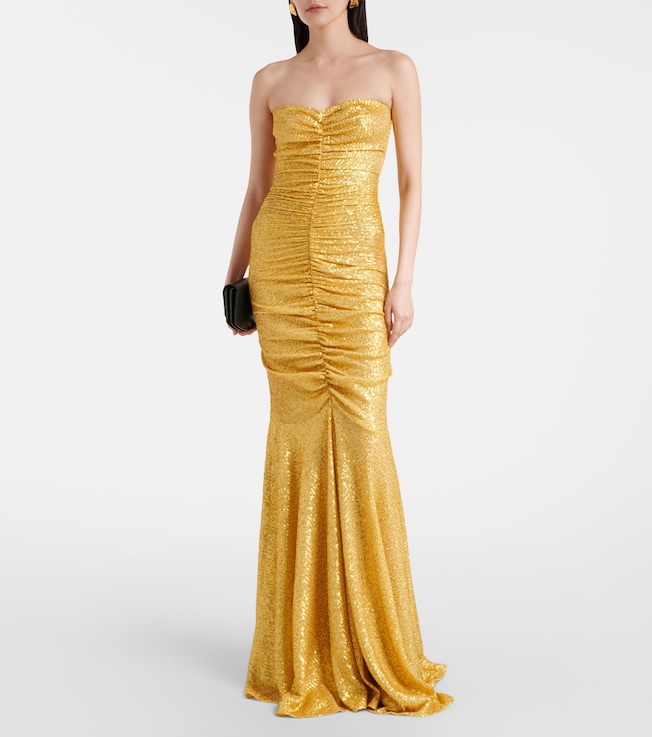 Norma Kamali Sequined ruched gown