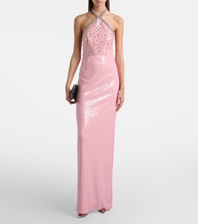 Rebecca Vallance Lydia sequined halterneck gown