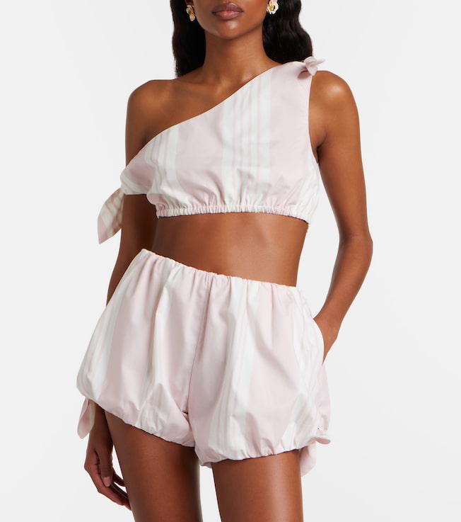 POSSE Rosie asymmetric striped cotton crop top