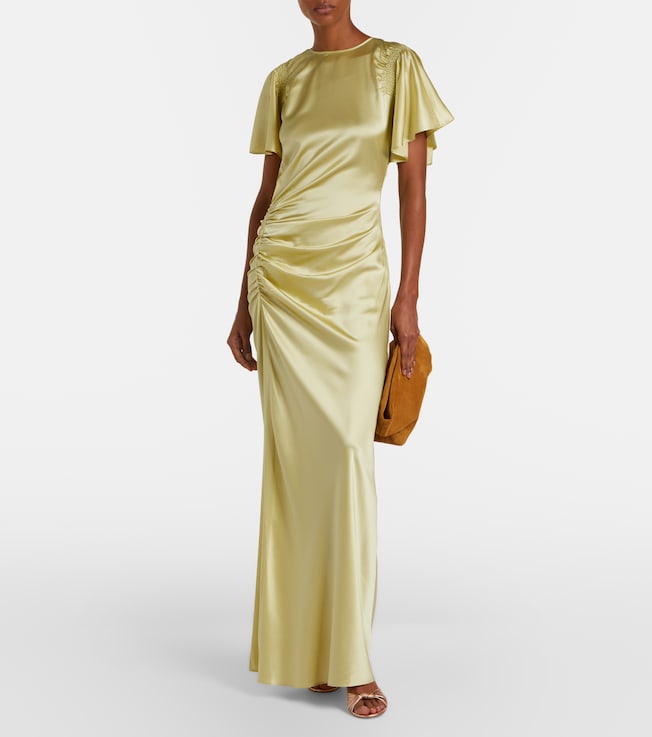 Veronica Beard Huntleigh ruched silk-blend satin gown