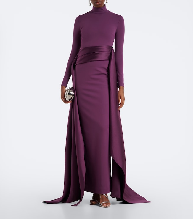 Solace London Olivia satin-paneled gown