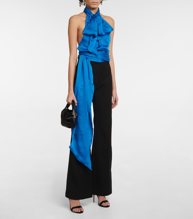 Alexandre Vauthier Silk charmeuse tie-neck top