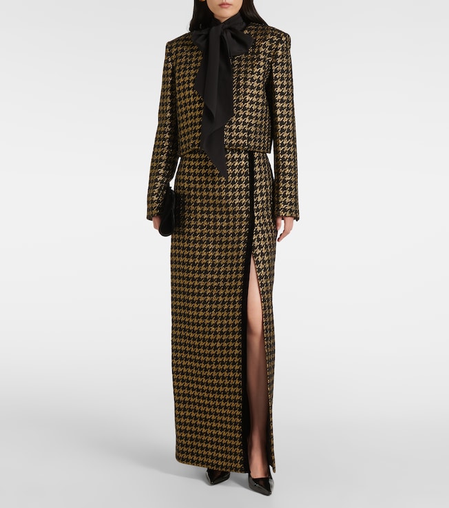 Nina Ricci Houndstooth lamé tweed jacket 