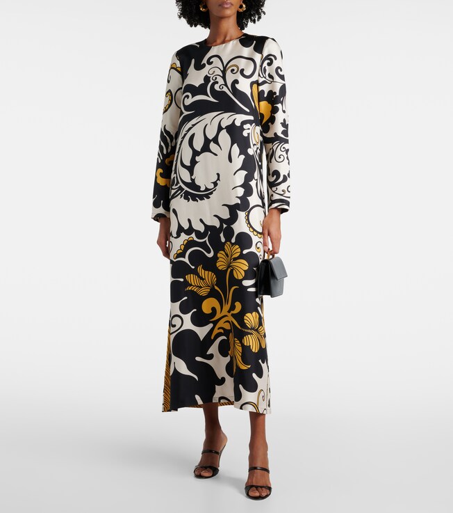 La DoubleJ Swing printed silk twill midi dress