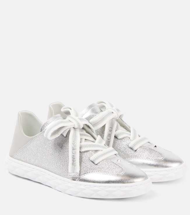 JIMMY CHOO Diamond Light Flex/F leather-trimmed sneakers