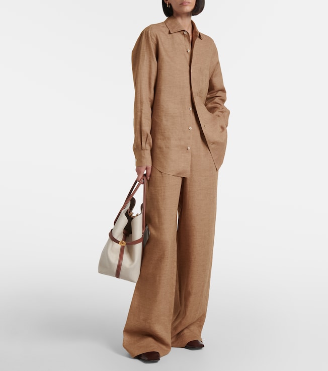 Loro Piana Valerio high-rise linen wide-leg pants
