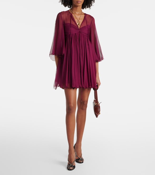 Chloé Sheer ruched silk minidress
