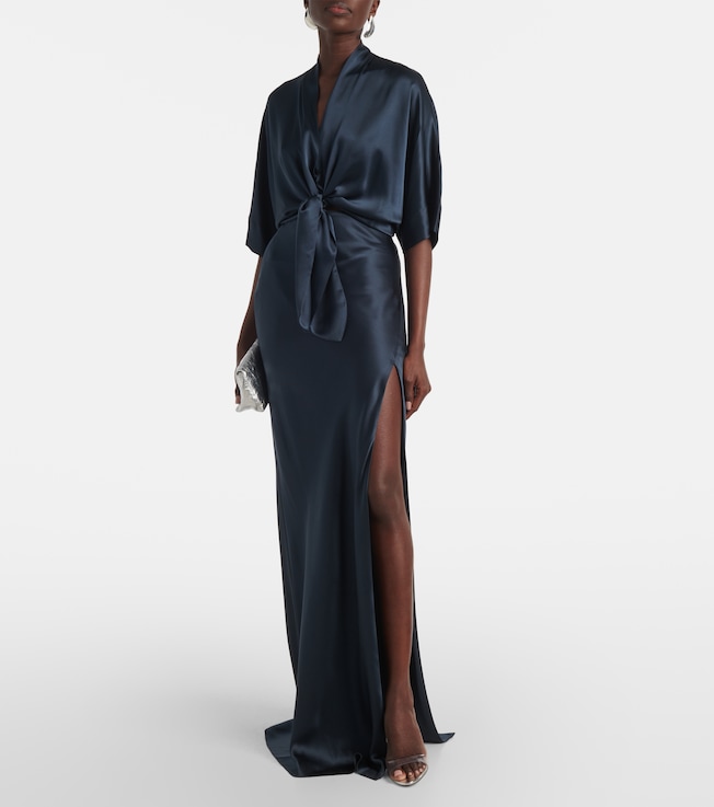 The Sei Asymmetric silk satin maxi skirt