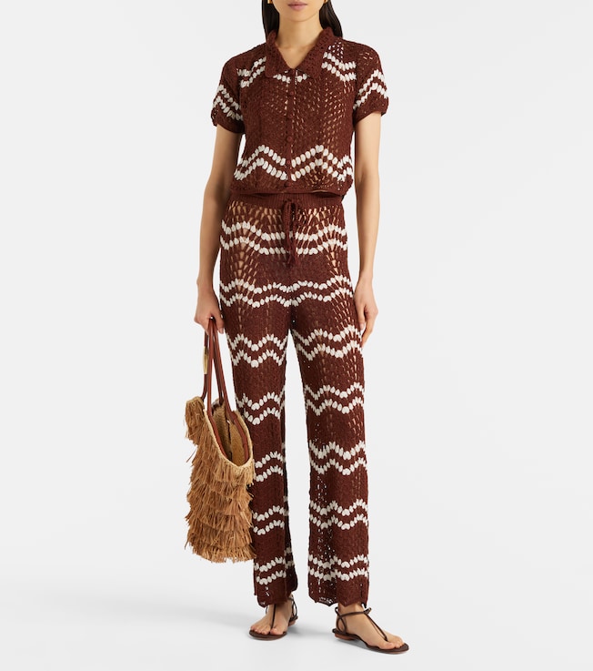 Anna Kosturova Crochet cotton straight pants