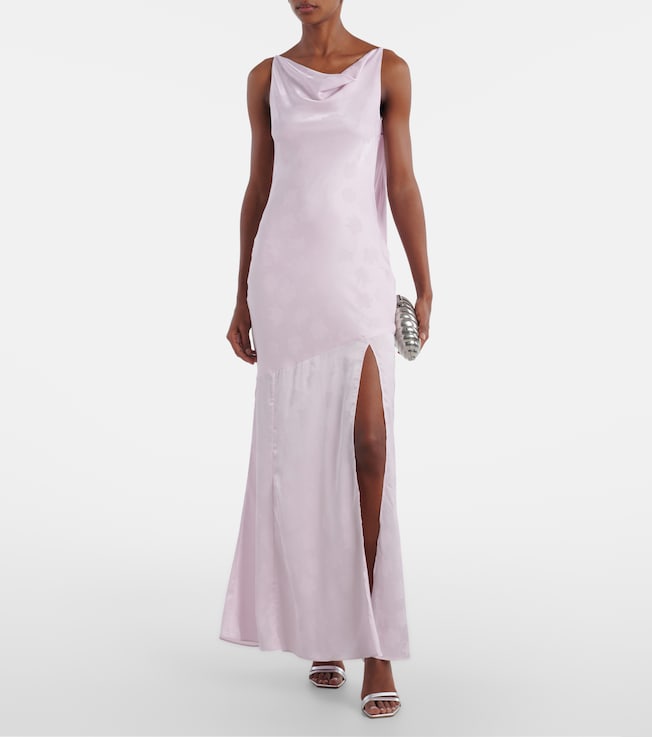 Rotate Ruffled satin jacquard gown