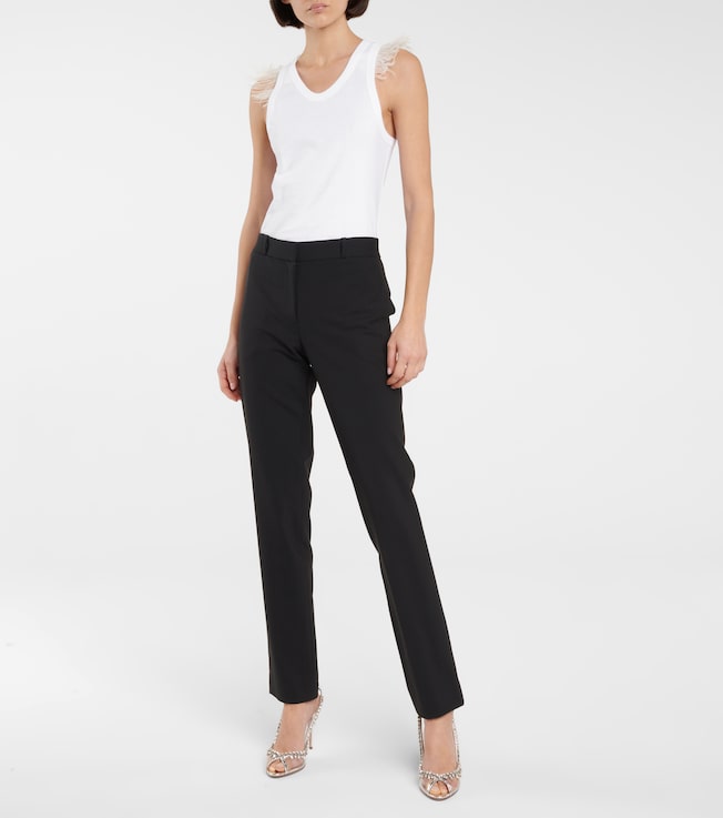 CHRISTOPHER KANE Feather trimmed cotton-jersey tank top