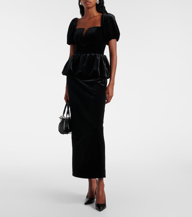 self-portrait Peplum velvet midi dress