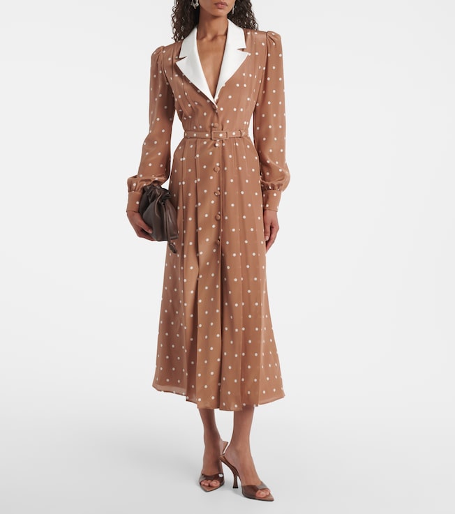 Alessandra Rich Polka-dot silk satin shirt dress