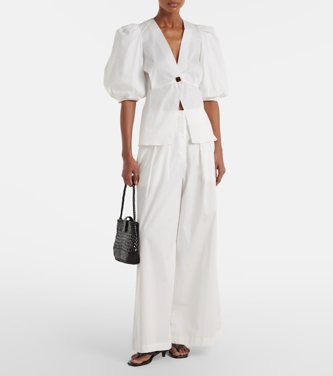 Adriana Degreas Cotton-blend wide-leg pants