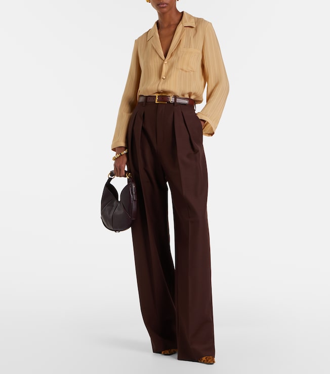 Saint Laurent Wool and mohair wide-leg pants