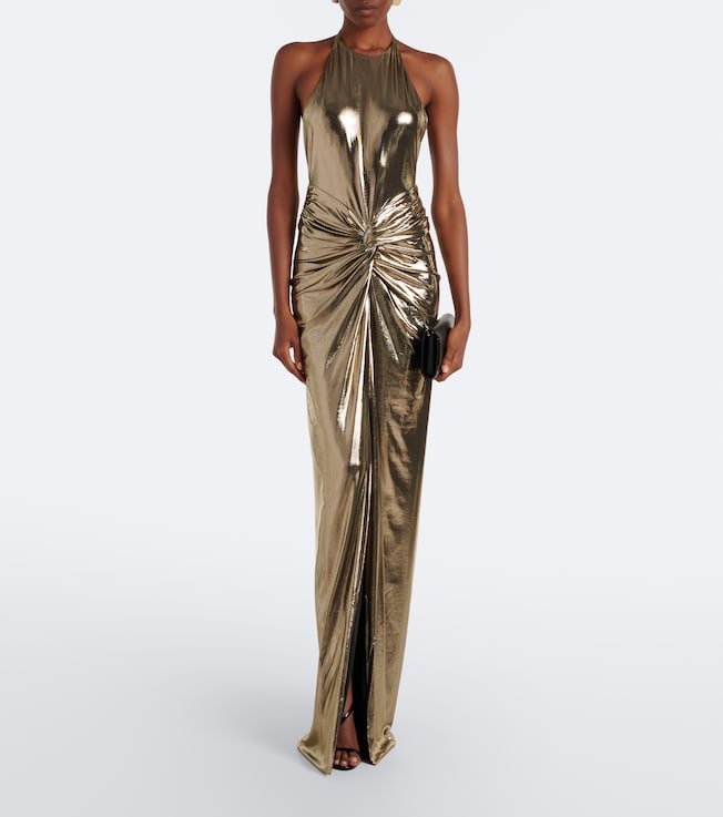 Retrofête Anida gathered halterneck gown