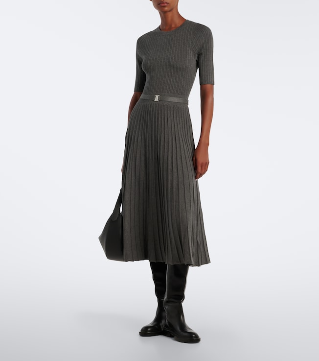 Veronica Beard Elthea belted ribbed-knit midi dress