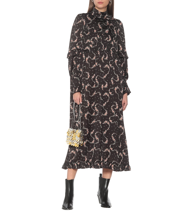 Rabanne Floral satin midi dress