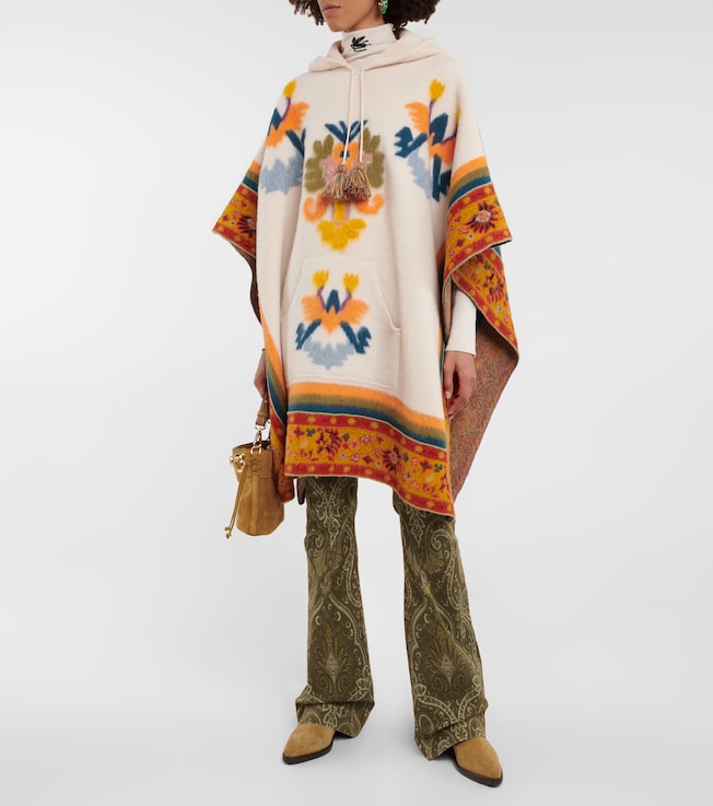 Etro Jacquard knit wool-blend poncho