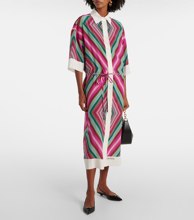 Valentino Rhombus 75 silk shirt dress