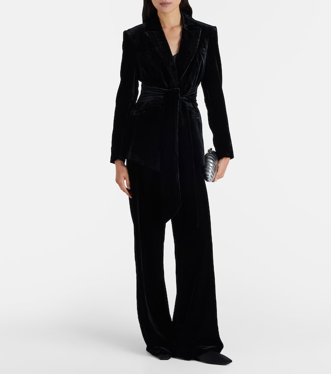 Veronica Beard Alex high-rise velvet wide-leg pants