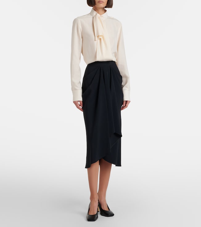 Givenchy Draped crêpe cady midi skirt