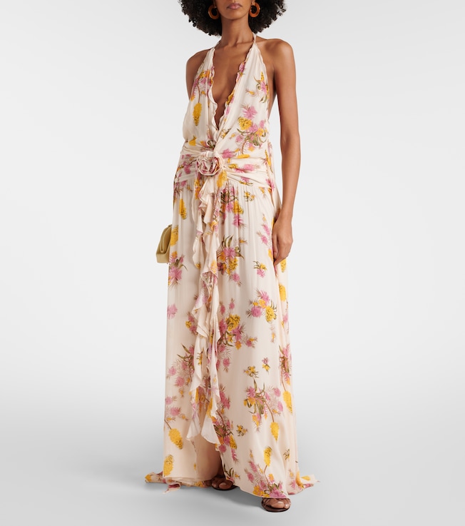 Blumarine Floral ruffled georgette gown