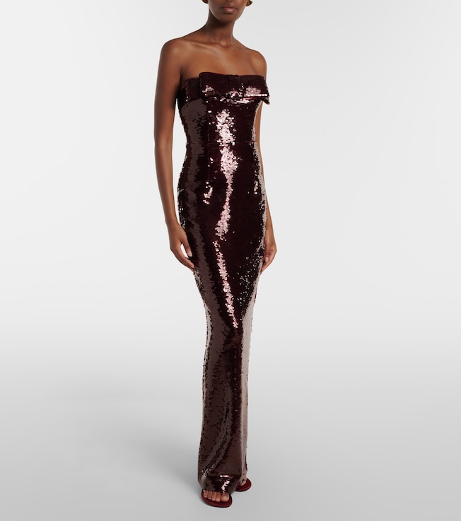 The New Arrivals Ilkyaz Ozel Sisu bow-detail sequined bustier gown
