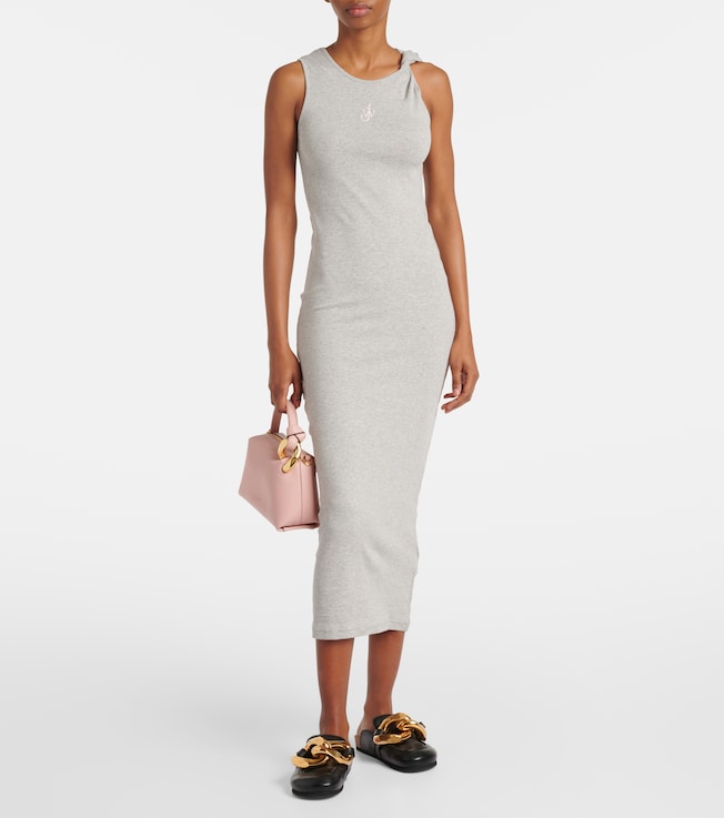 Jw Anderson Logo embroidered cotton jersey maxi dress