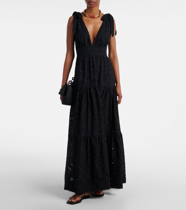 Poupette St Barth Perla embroidered cotton maxi dress