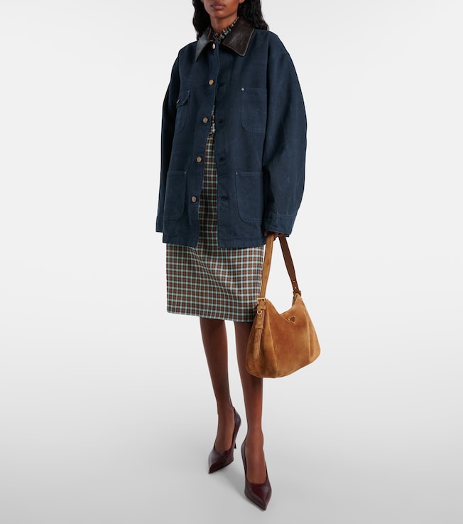 Prada Oversized cotton leather-trimmed jacket
