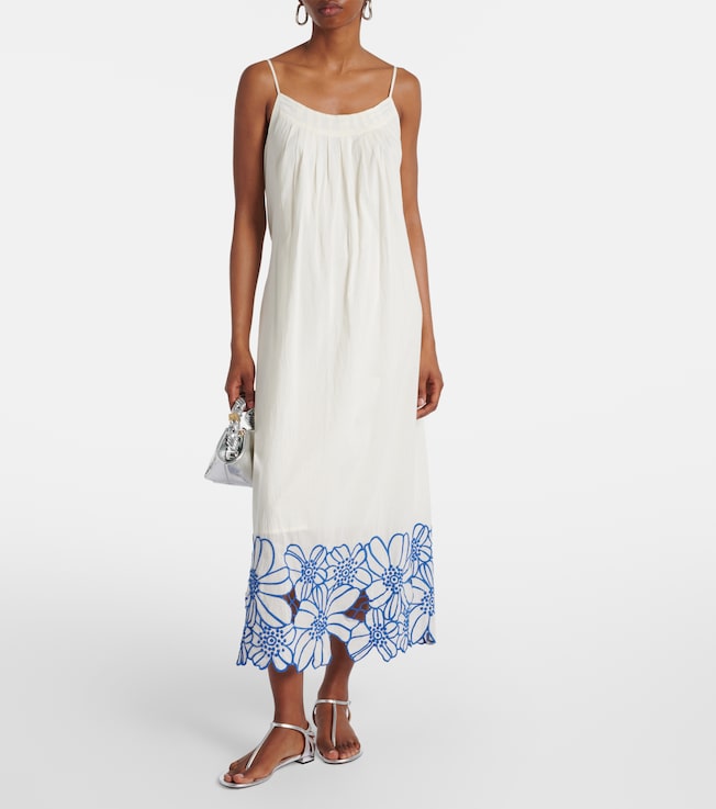 Velvet Juliette embroidered cotton midi dress