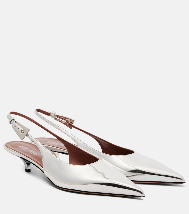Paris Texas Jessica mirrored leather slingback pumps
