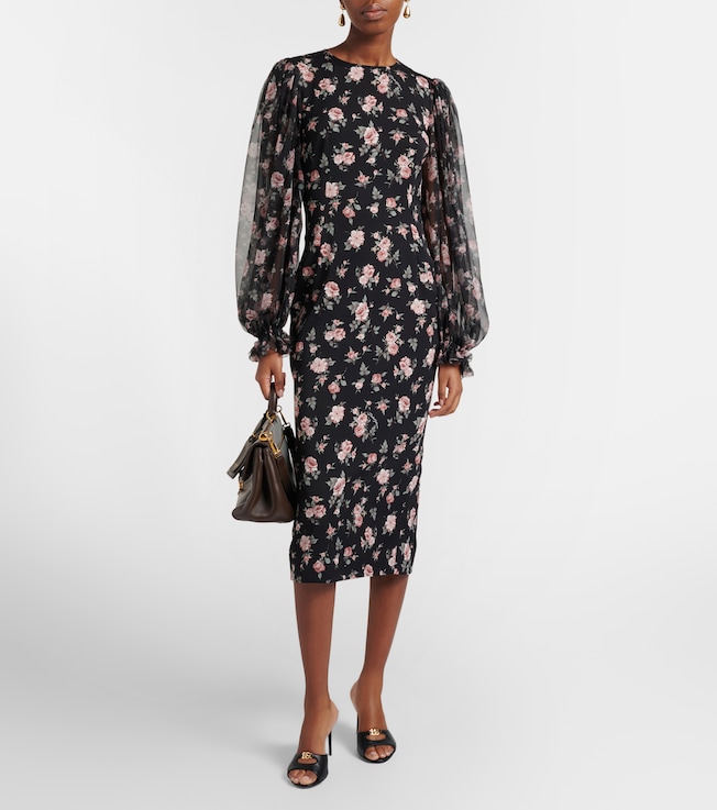 Dolce&Gabbana Floral silk-blend charmeuse midi dress