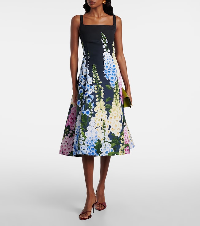 Oscar de la Renta Floral faille coktail dress