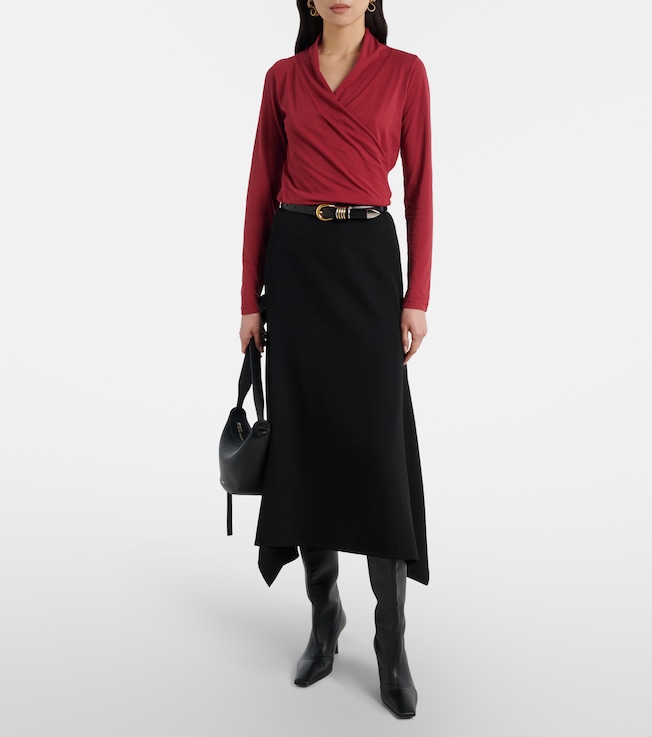 Velvet Meri cotton-blend jersey wrap top